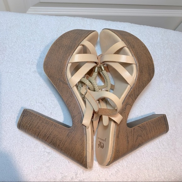 EXÉ tsakiris mallas upper leather beige platform sandals ankle strap size 39 - Picture 8 of 10